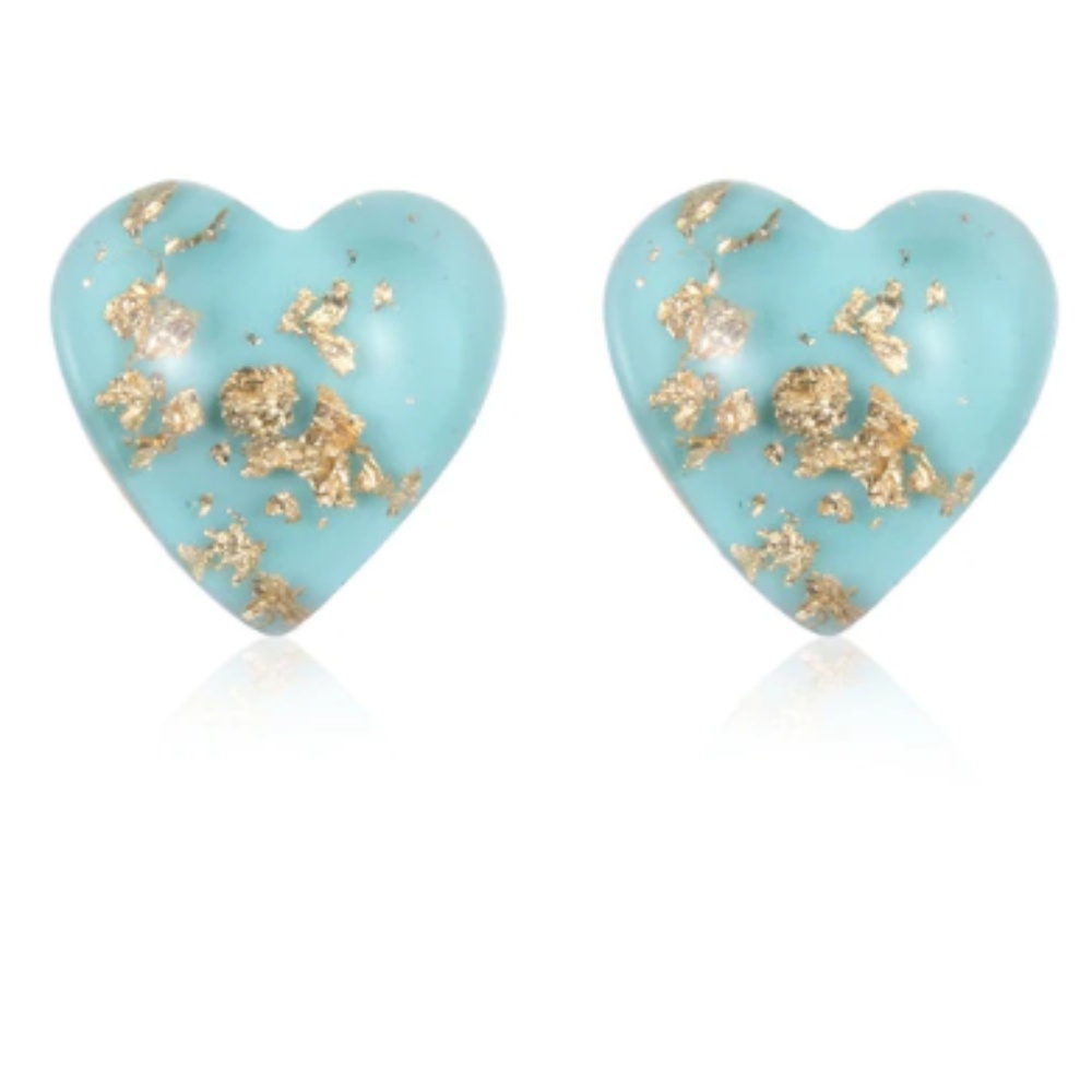 Heart Crystal Turquoise Stud Earrings!